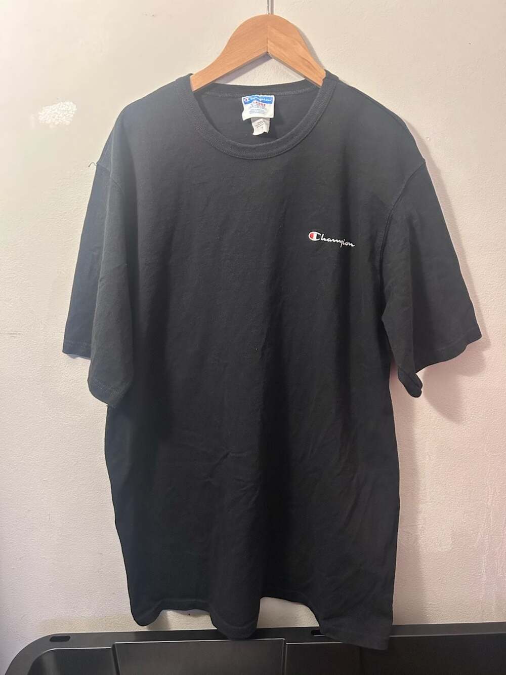 Champion Script Logo T-Shirt Black Size XL